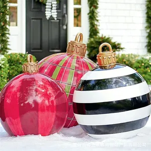 Christmas Decorations 60cm PVC Inflatable Christmas Ball Ornaments Christmas Large Balls Xmas Tree Decorations Household Outdoor Toy Ball Kids Gift 231113